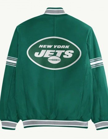  NY Jets Green and Gray Varsity Satin Jacket