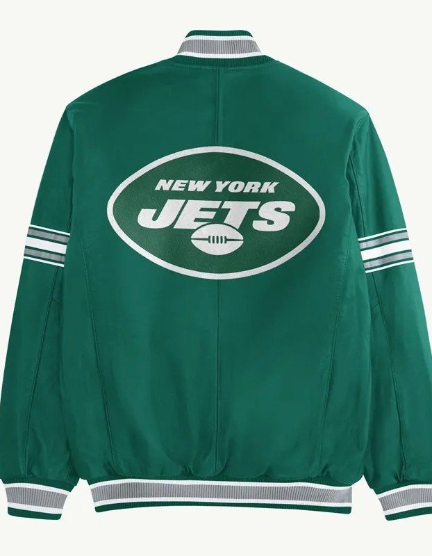 NY Jets Green and Gray Varsity Satin Jacket