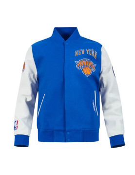 NY Knicks 2024/25 City Edition Blue and White Varsity Jacket