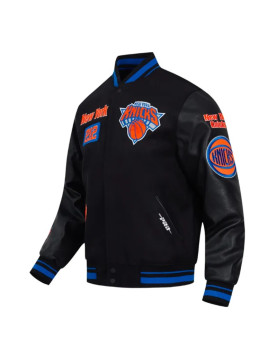 NY Knicks Area Code Classic Rib Varsity Jacket