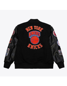 NY Knicks Black Out Team Logo Varsity Jacket