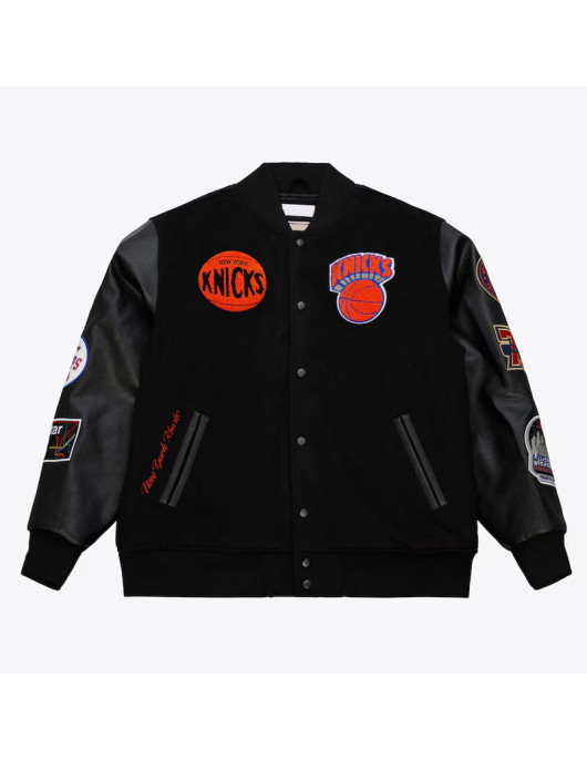 NY Knicks Black Out Team Logo Varsity Jacket