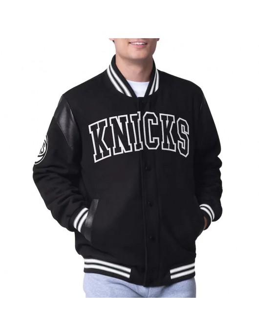 NY Knicks Clutch Hitter Black Varsity Jacket