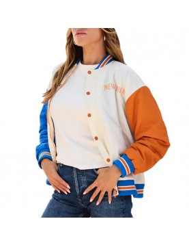 NY Knicks Color Block Bomber Full-Snap Jacket