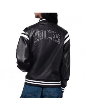 NY Knicks High Heat Vegan Black Varsity Leather Jacket