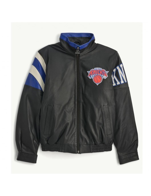 NY Knicks Retro Full Zip Leather Jacket
