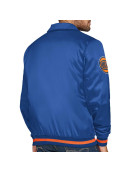 NY Knicks Stitch Applique Blue Satin Jacket