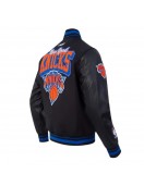 NY Knicks Team Badge Classic Rib Varsity Jacket
