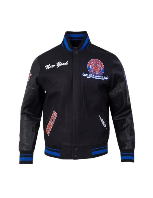 NY Knicks Team Badge Classic Rib Varsity Jacket NY Knicks Team Badge Classic Rib Varsity Jacket