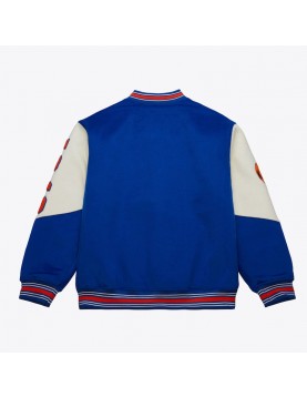 NY Knicks Team History Royal Vintage Logo Varsity Jacket