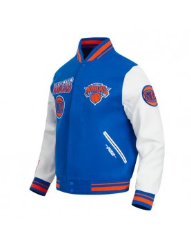 NY Knicks Turn It Up Classic Rib Varsity Jacket