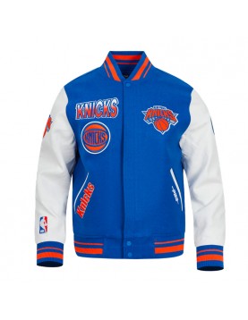 NY Knicks Turn It Up Classic Rib Varsity Jacket