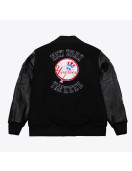 NY Yankees Black Out Vintage Logo Varsity Jacket