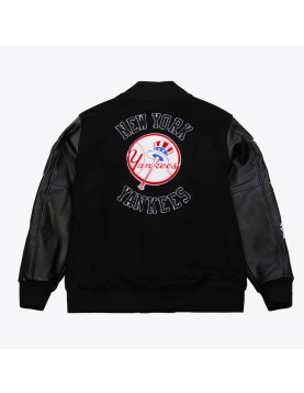 NY Yankees Black Out Vintage Logo Varsity Jacket