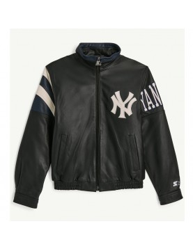 NY Yankees Retro Full Zip Leather Jacket