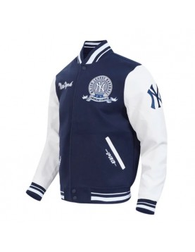 NY Yankees Team Badge Classic Rib Varsity Jacket