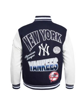 NY Yankees Turn It Up Classic Rib Varsity Jacket