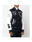Off-White Cryst Moon Phase Black Varsity Jacket