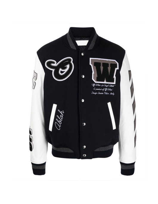 Off-White Cryst Moon Phase Black Varsity Jacket