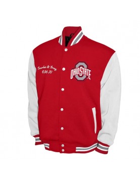 Ohio State Buckeyes Fleece Scarlet and White Varsity Jacket