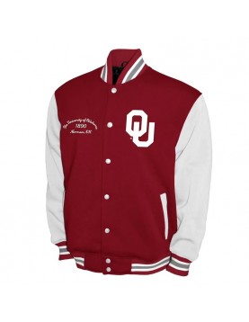 Oklahoma Sooners Fleece Crimson and White Varsity Jacket