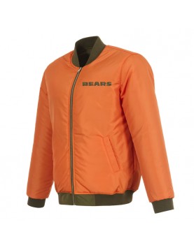 Olive/Orange Chicago Bears Full-Zip Reversible Bomber Jacket