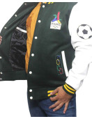 Paris 2024 France Olympics Green Wool White Leather Varsity Jacket
