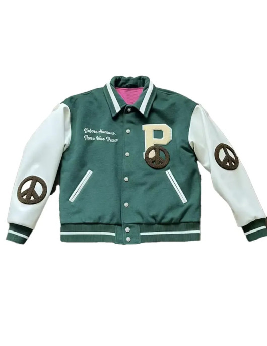 Peaceful People Green Varsity Jacket