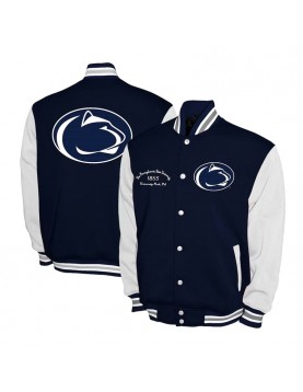 Penn State Nittany Lions Fleece Navy and White Varsity Jacket