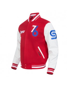 Philadelphia 76ers 2024/25 City Edition Chenille Red Varsity Jacket