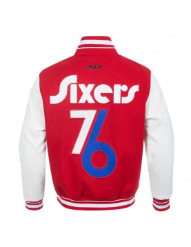 Philadelphia 76ers 2024/25 City Edition Chenille Red Varsity Jacket