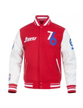 Philadelphia 76ers 2024/25 City Edition Chenille Red Varsity Jacket