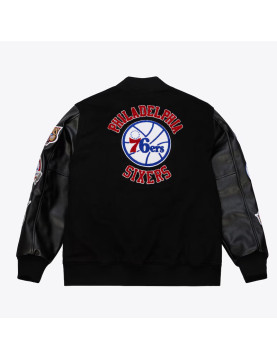 Philadelphia 76ers Black Out Team Logo Varsity Jacket