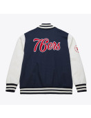 Philadelphia 76ers Navy and White Fleece Varsity Jacket