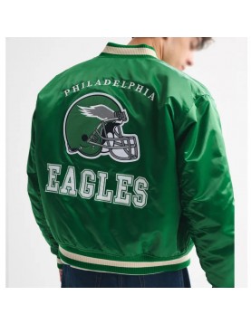 Philadelphia Eagles Green Varsity Bomber Satin Jacket