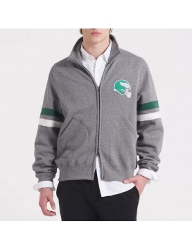 Philadelphia Eagles Heather Gray Striped Fleece Jacket
