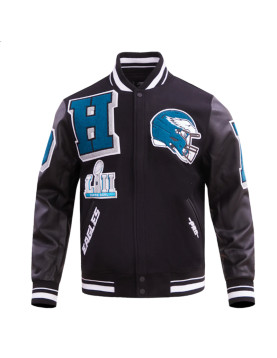 Philadelphia Eagles Mashup Rib Varsity Wool/Leather Jacket