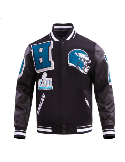 Philadelphia Eagles Mashup Rib Varsity Wool/Leather Jacket
