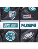 Philadelphia Eagles Men's Black Leather Moto Racing Jacket