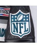 Philadelphia Eagles Men's Black Leather Moto Racing Jacket