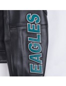 Philadelphia Eagles Men's Black Leather Moto Racing Jacket
