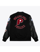 Philadelphia Phillies Black Out Vintage Logo Varsity Jacket