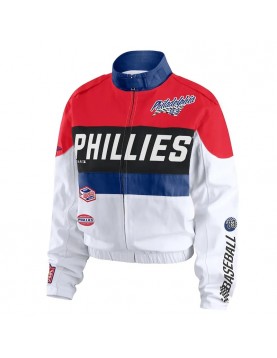 Philadelphia Phillies Racing Full-Zip Red and White Jacket