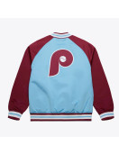 Philadelphia Phillies Vintage Logo Double Clutch Blue Satin Jacket