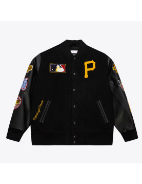 Pittsburgh Pirates Black Out Vintage Logo Varsity Jacket
