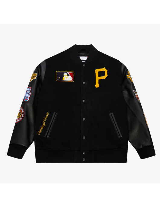 Pittsburgh Pirates Black Out Vintage Logo Varsity Jacket
