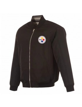 Pittsburgh Steelers Black/Gray Full-Zip Reversible Flight Jacket
