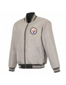 Pittsburgh Steelers Black/Gray Full-Zip Reversible Flight Jacket
