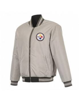 Pittsburgh Steelers Black/Gray Full-Zip Reversible Flight Jacket