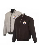 Pittsburgh Steelers Black/Gray Full-Zip Reversible Flight Jacket